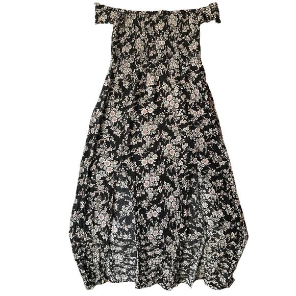 American Eagle Outfitters Women Maxi Dress M Black Floral A-Line Sundress Ruffle - Picture 1 of 10